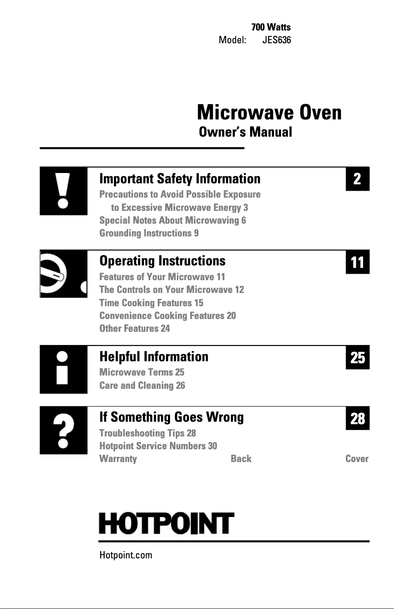 Page n°1 - Manuel utilisateur Hotpoint JES636WK