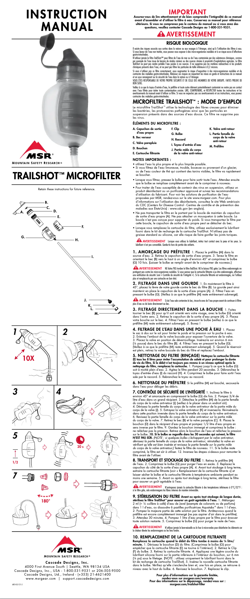 Page n°1 - Manuel utilisateur MSR TrailShot