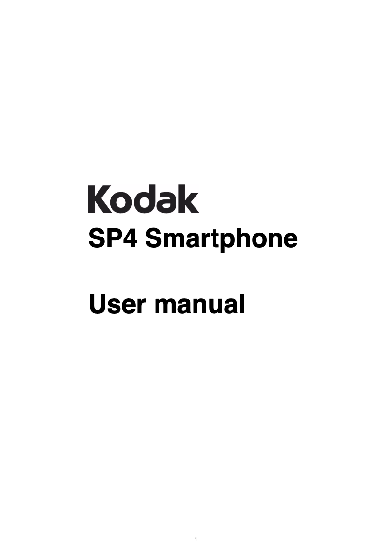 Page n°1 - Manuel utilisateur Kodak SP4