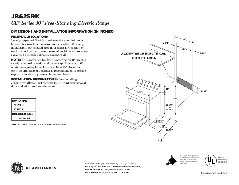 Image de la première page du manuel de l'appareil JB750SJSS