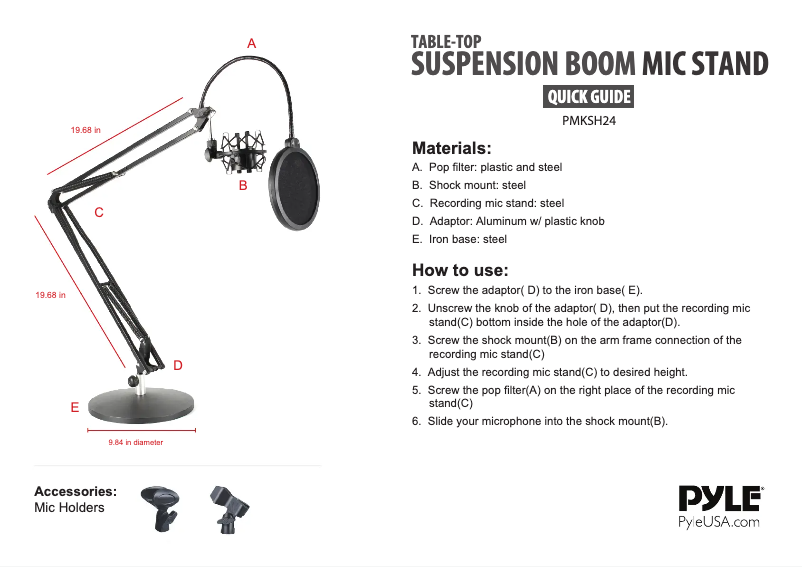 Page n°1 - Manuel utilisateur Pyle PMKSH24