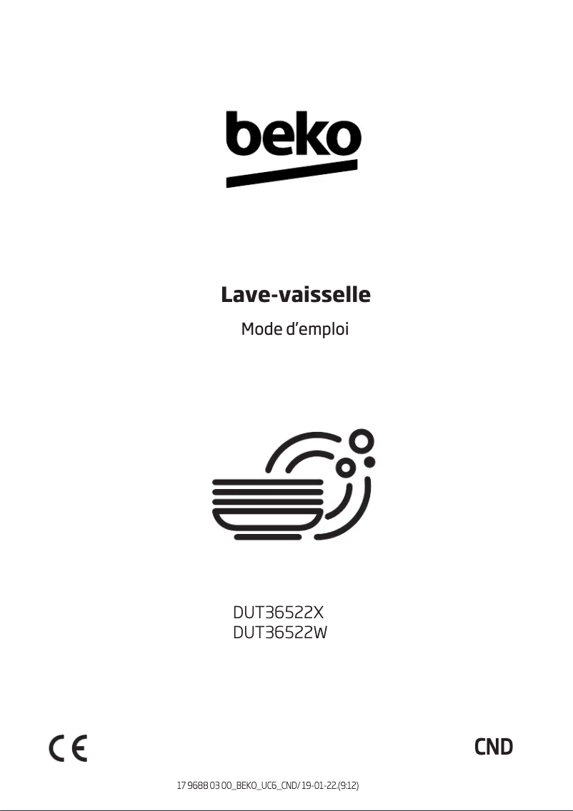 Page 1 de la notice Manuel utilisateur Beko DUT36522X