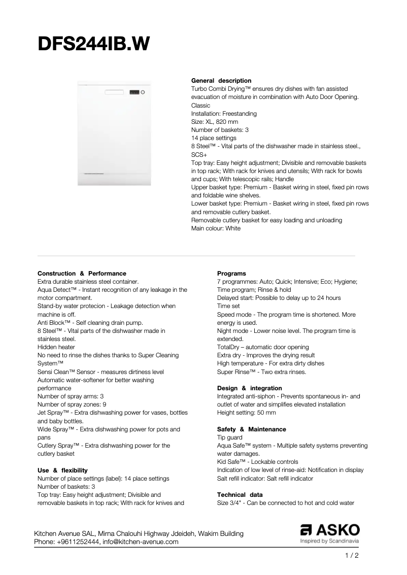 Image de la première page du manuel de l'appareil DFS244IB