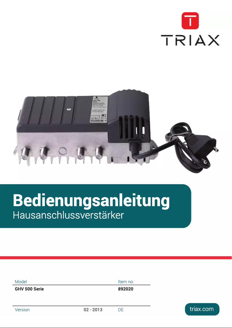 Image de la première page du manuel de l'appareil GHV 520