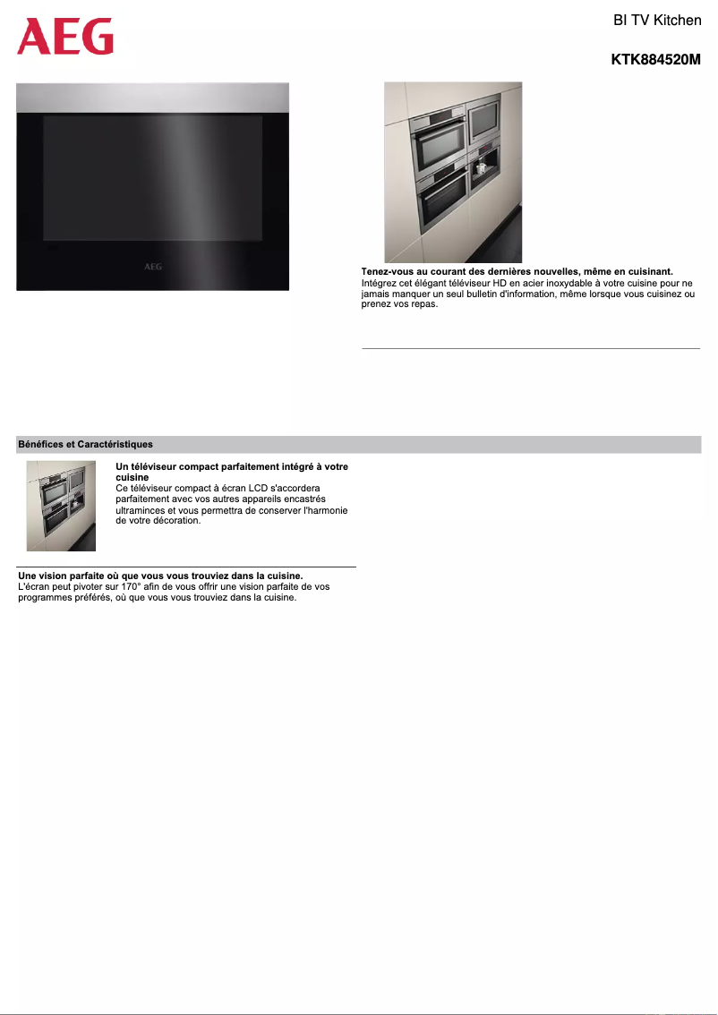 Page n°1 - Fiche technique AEG KTK884520M