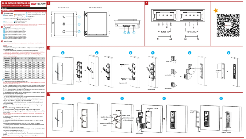 Page n°1 - Guide de démarrage rapide Hikvision DS-KD-IN