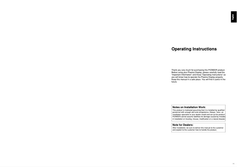 Page 1 de la notice Manuel utilisateur Pioneer PRO-1410HD