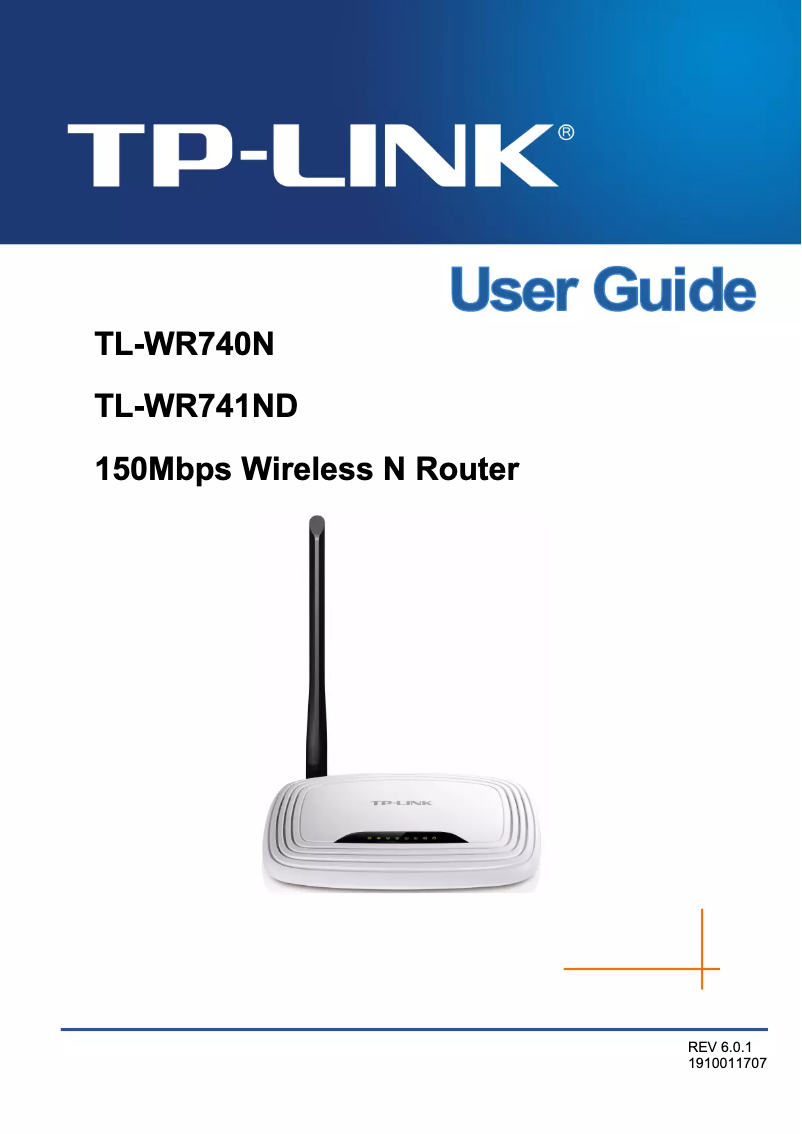Page 1 de la notice Guide d'installation TP-Link TL-WR740N