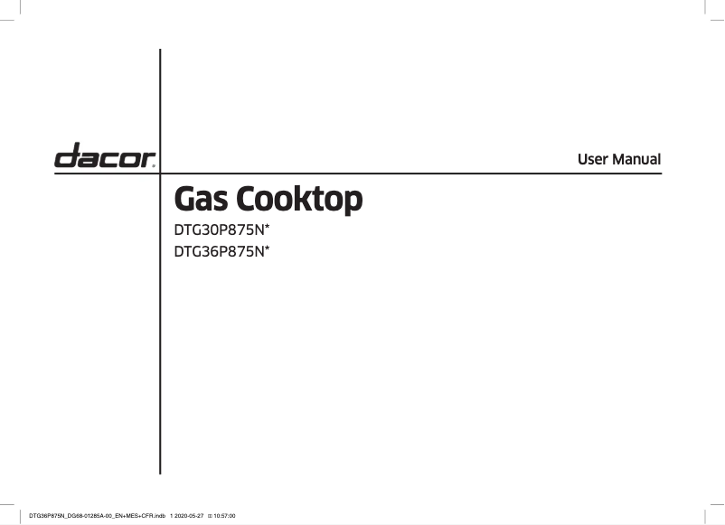 Page 1 de la notice Manuel utilisateur Samsung DTG36P875NS
