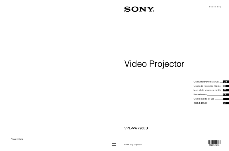 Page 1 de la notice Manuel utilisateur Sony VPL-VW790ES