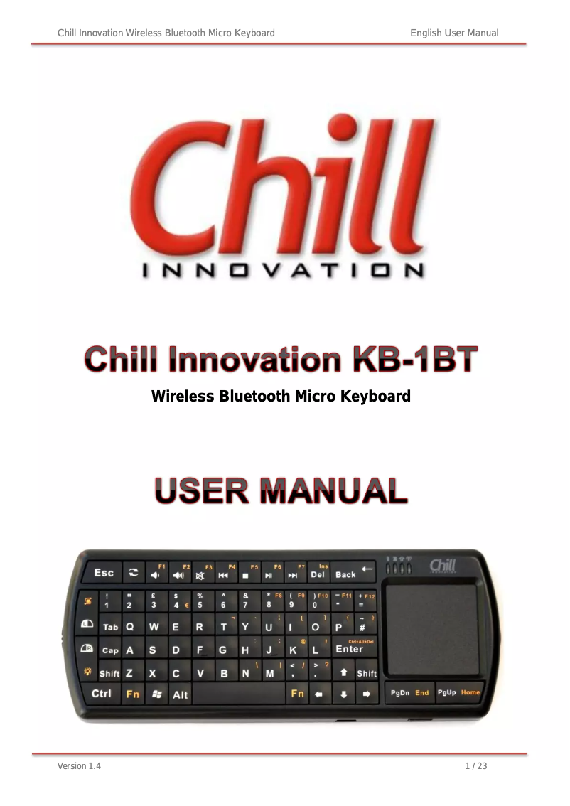 Page 1 de la notice Manuel utilisateur Chill Innovation KB-1BT Nordic