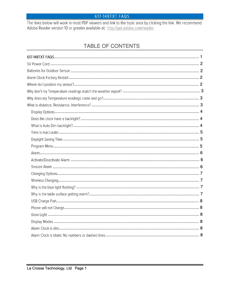 Page 1 de la notice FAQ La Crosse Technology 617-84947