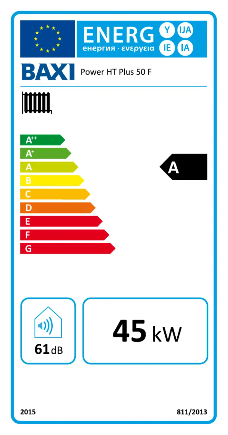 Page 1 de la notice Label énergétique Baxi 50F