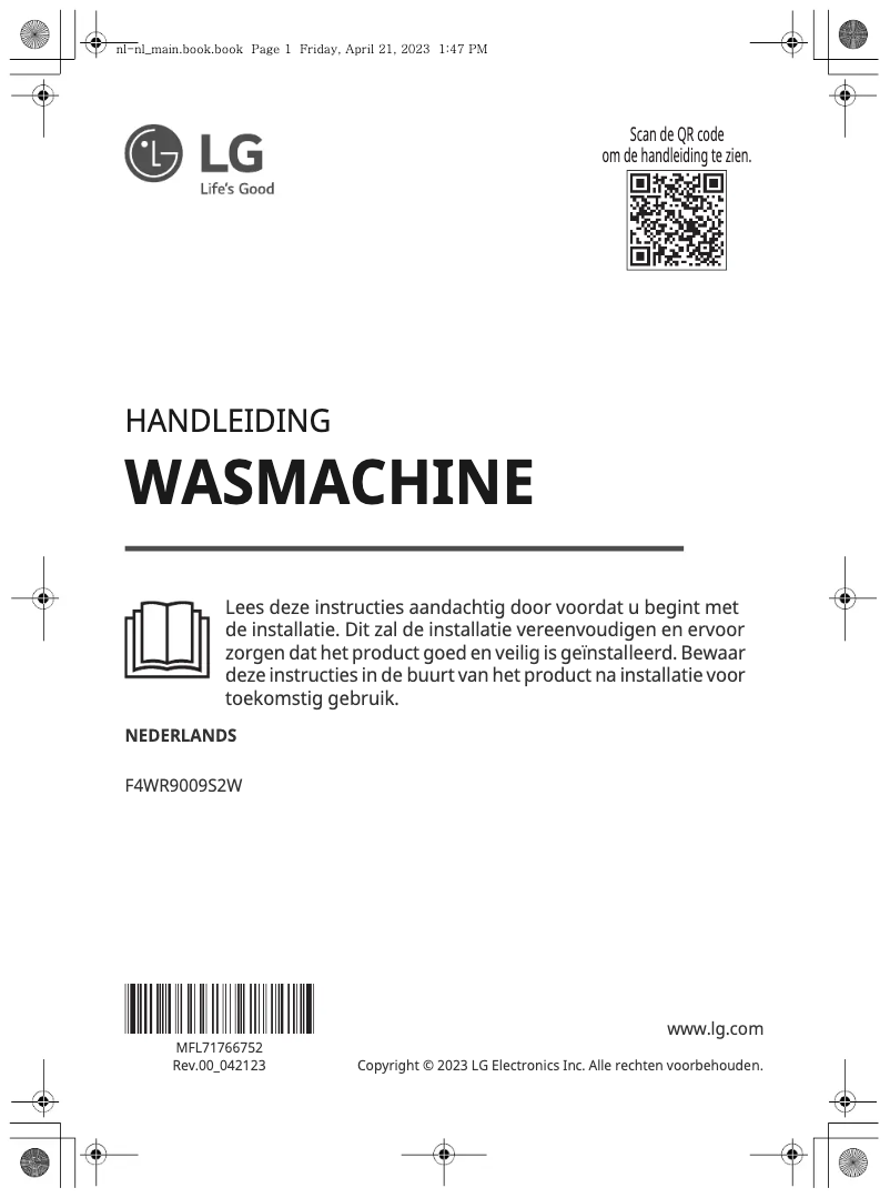 Page n°1 - Manuel utilisateur LG F4WR9009S2W