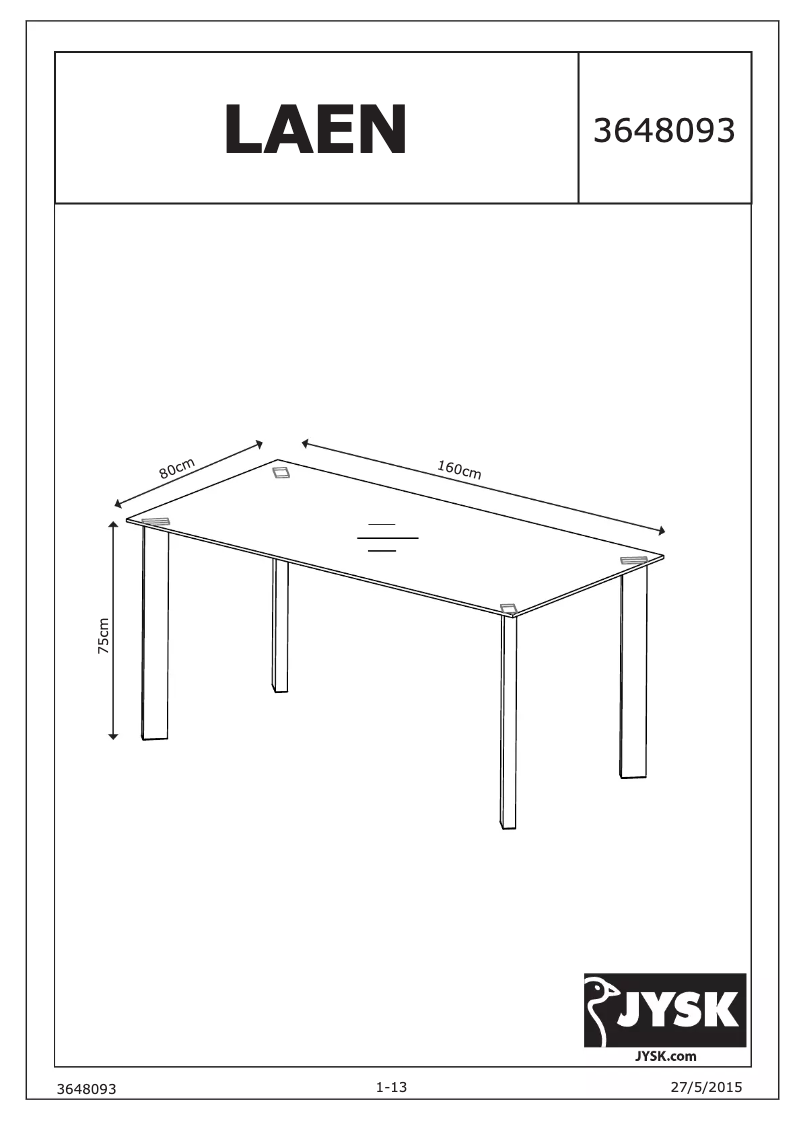 Página 1 del manual Manual de usuario JYSK Laen (80x160x75)