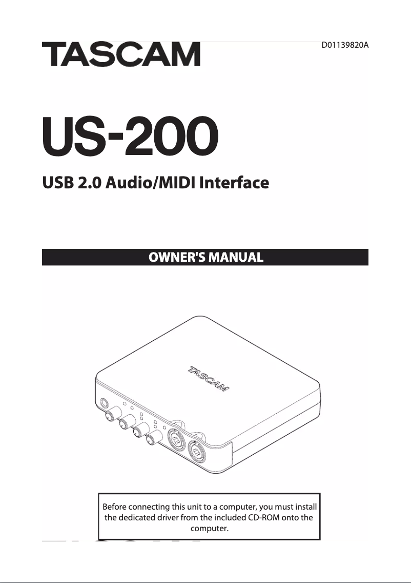 Page n°1 - Manuel utilisateur Tascam US-200