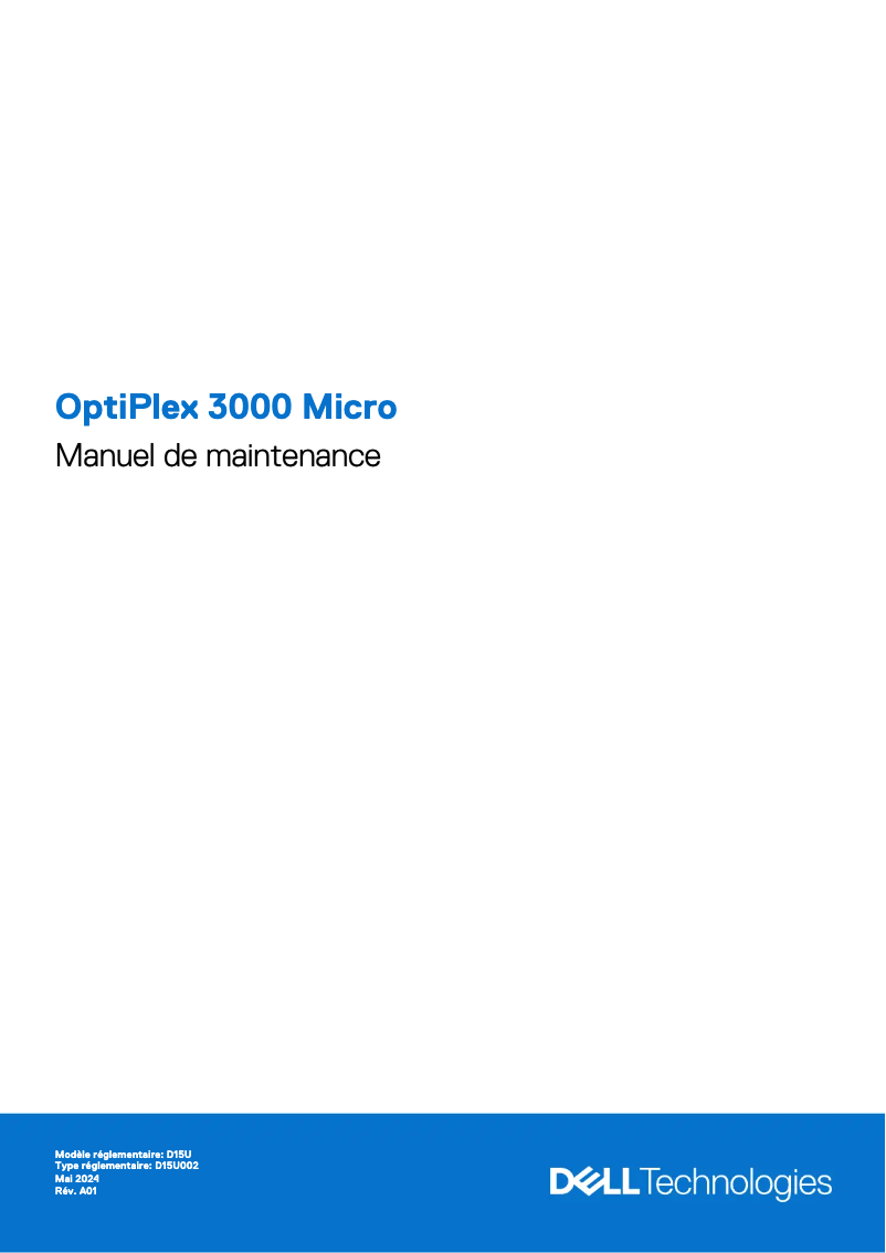 Page n°1 - Manuel d'utilisation et d'entretien Dell OptiPlex 3000 Micro