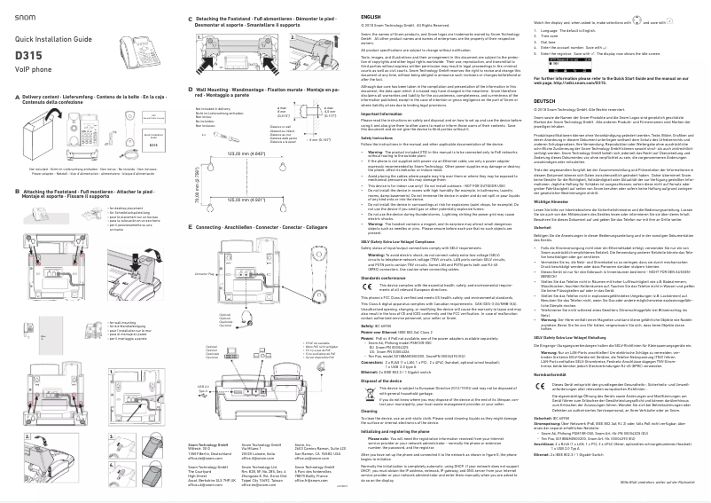 Page n°1 - Guide de démarrage rapide Snom D3