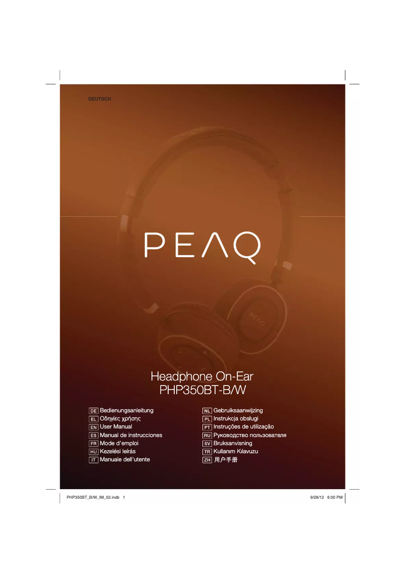 Page 1 de la notice Manuel utilisateur PEAQ PHP350BT