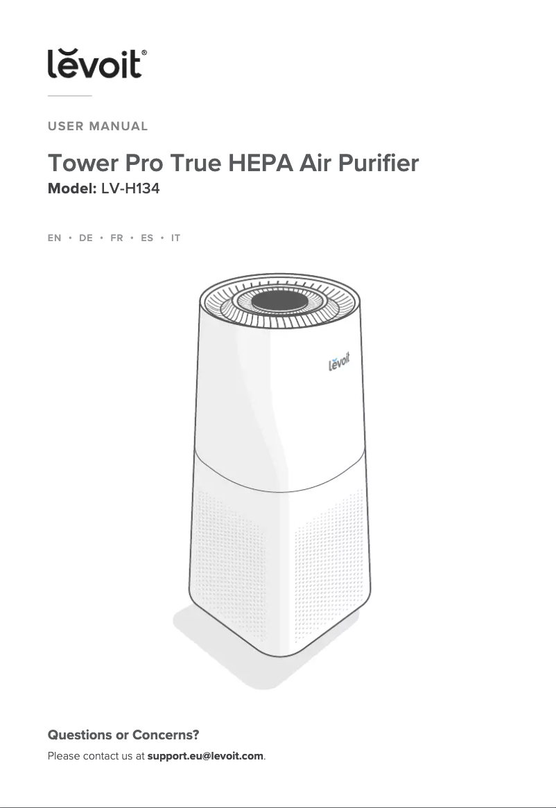 Page 1 de la notice Manuel utilisateur Levoit Tower Pro LV-H134