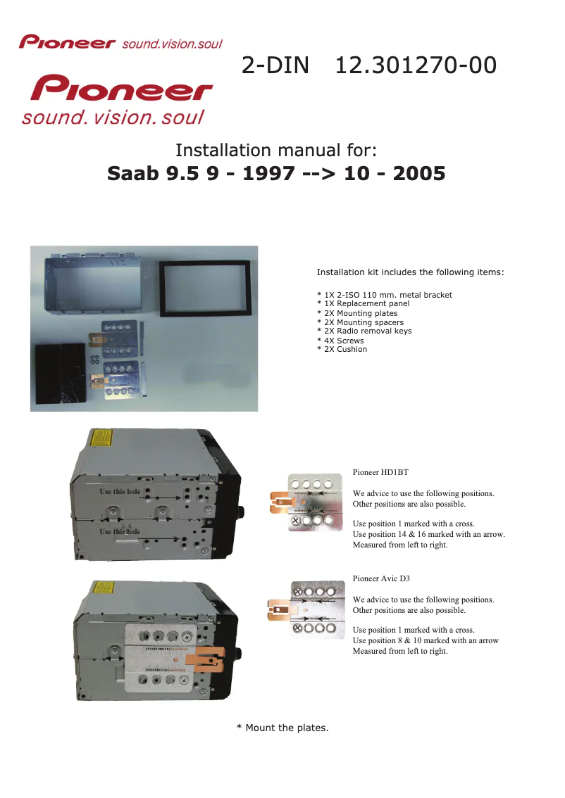 Page 1 de la notice Manuel utilisateur Pioneer 12.301270-00