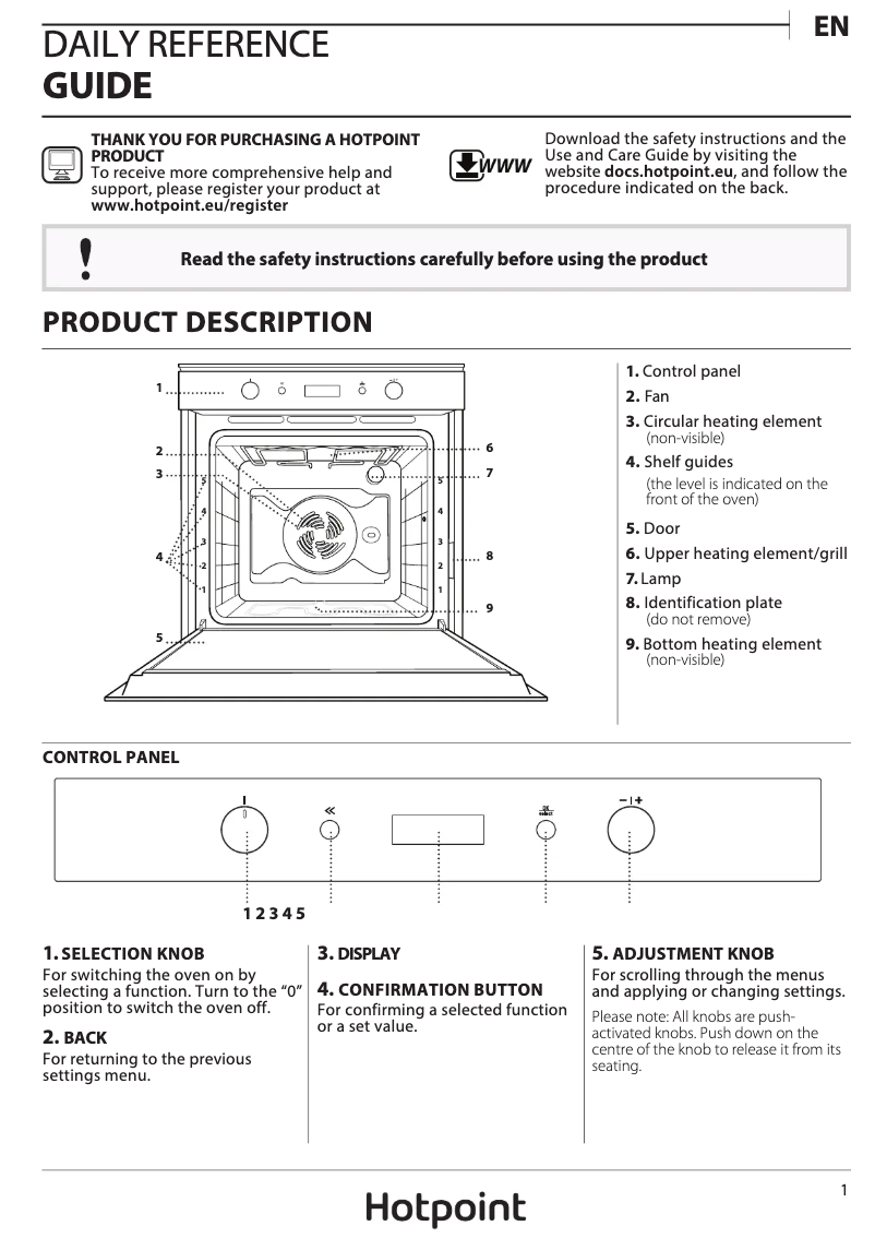 Page n°1 - Manuel utilisateur Hotpoint SI7 864 SC IX