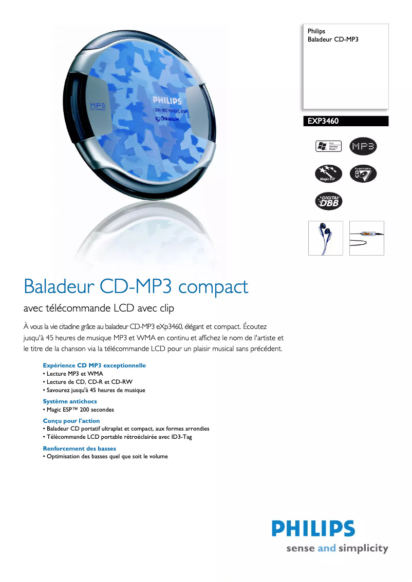 Page n°1 - Fiche technique Philips Expanium EXP3460