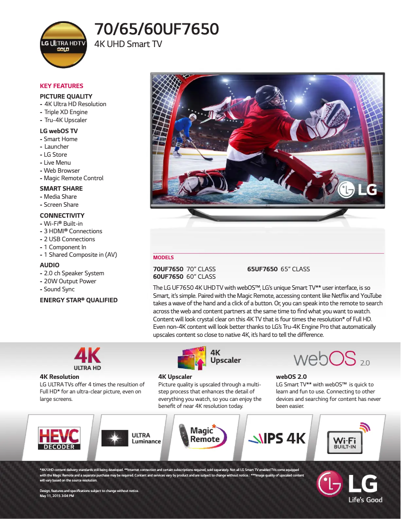 Image de la première page du manuel de l'appareil 60UF7650