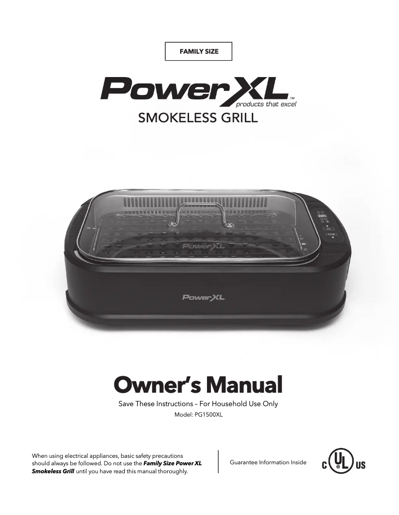 Image de la première page du manuel de l'appareil Smokeless Grill PG-1500XL