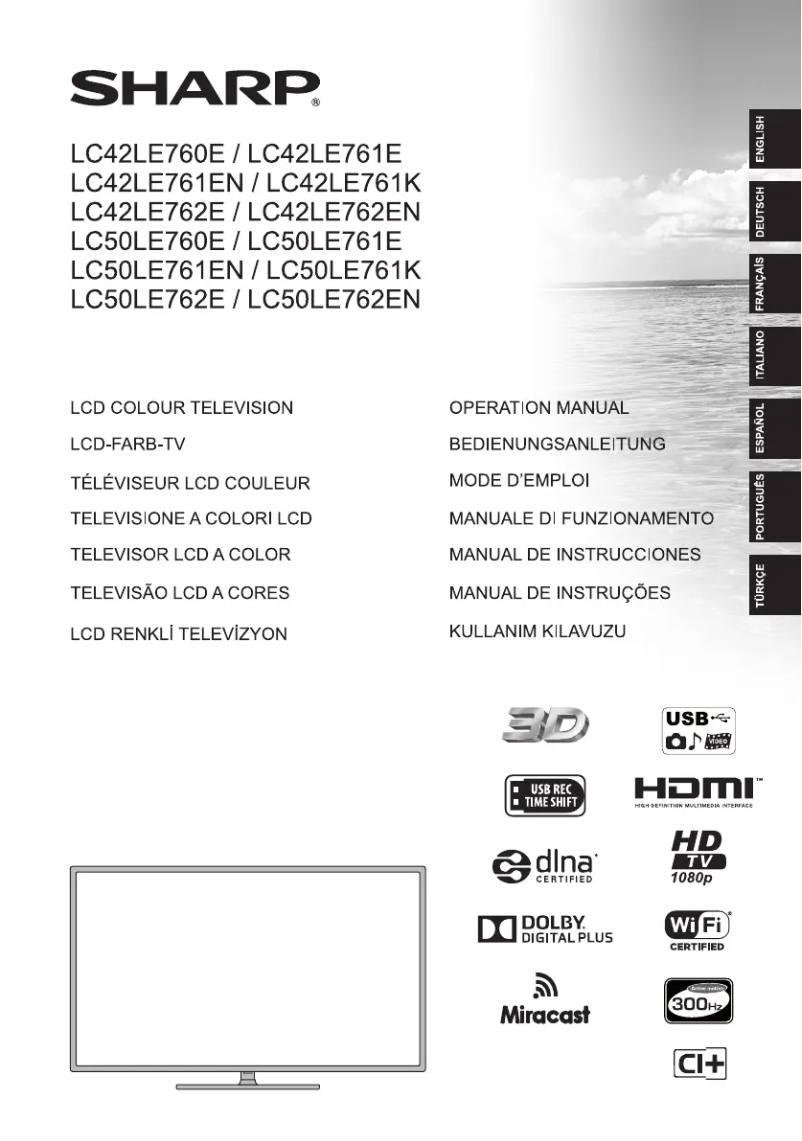 Image de la première page du manuel de l'appareil LC-50LE760E