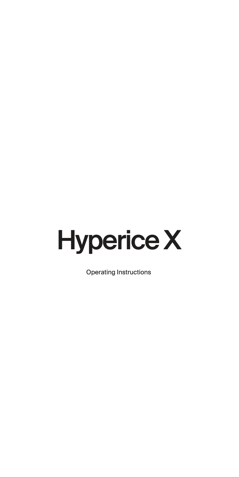 Page n°1 - Manuel utilisateur HyperIce X