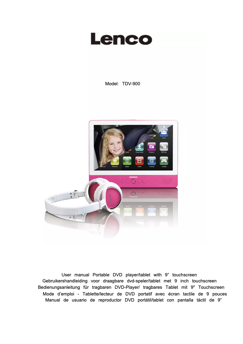 Page 1 de la notice Manuel utilisateur Lenco TDV-900