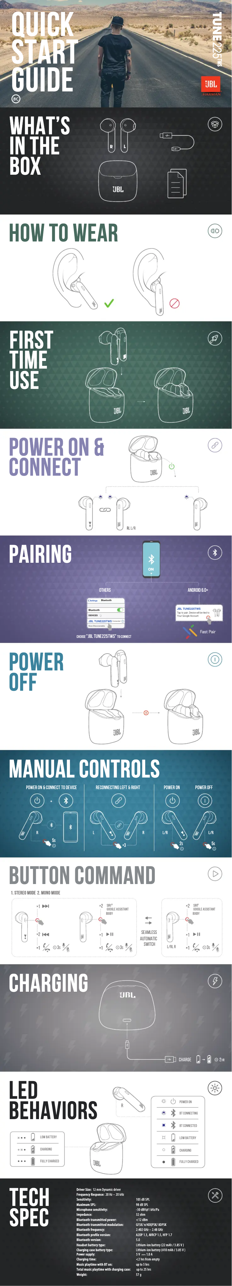 Image de la première page du manuel de l'appareil Tune 225TWS