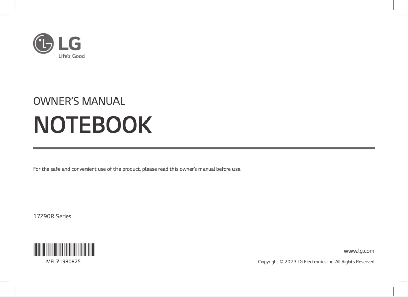Page n°1 - Manuel utilisateur LG Gram 17