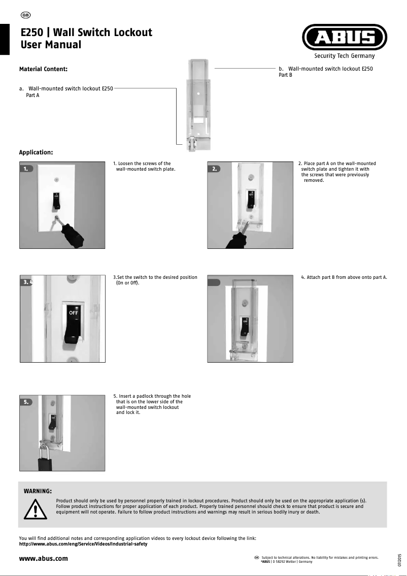 Page n°1 - Manuel utilisateur Abus E250
