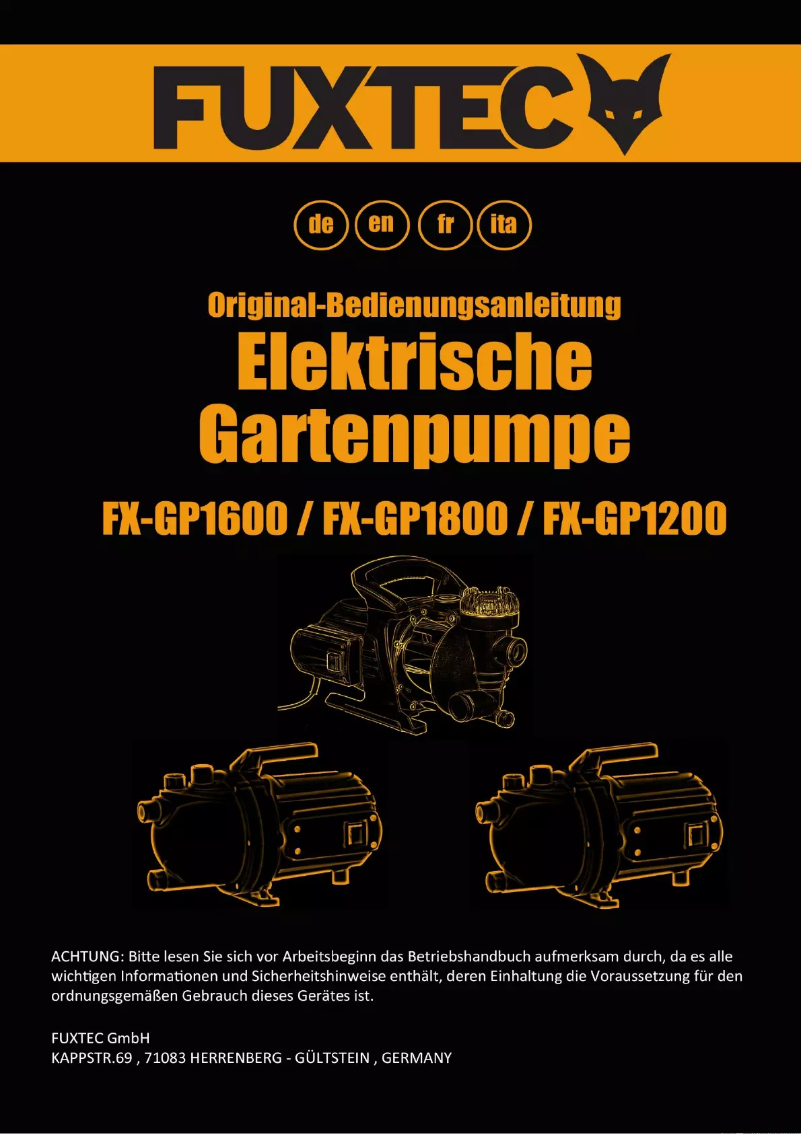 Image de la première page du manuel de l'appareil FX-GP1800