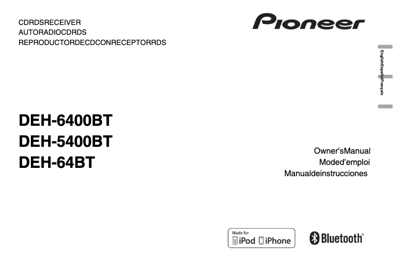 Page 1 de la notice Manuel utilisateur Pioneer DEH-5400BT
