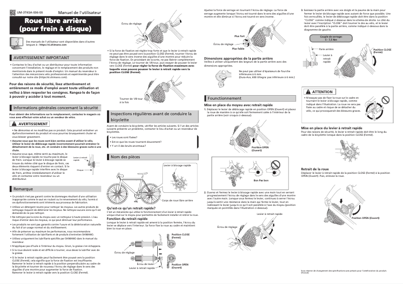 Page n°1 - Manuel utilisateur Shimano FH-QB400-HM