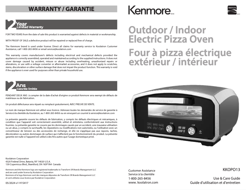 Page 1 de la notice Manuel utilisateur Kenmore KKOPO13