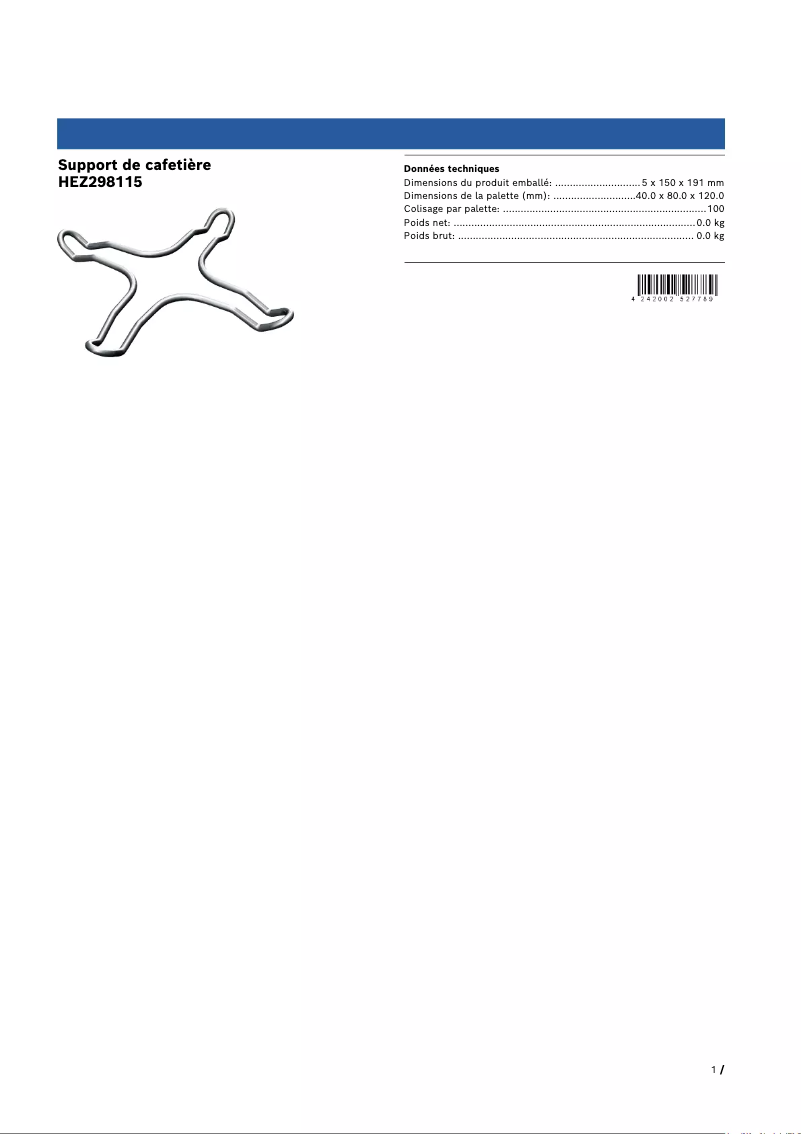 Page 1 de la notice Manuel utilisateur Bosch HEZ298115