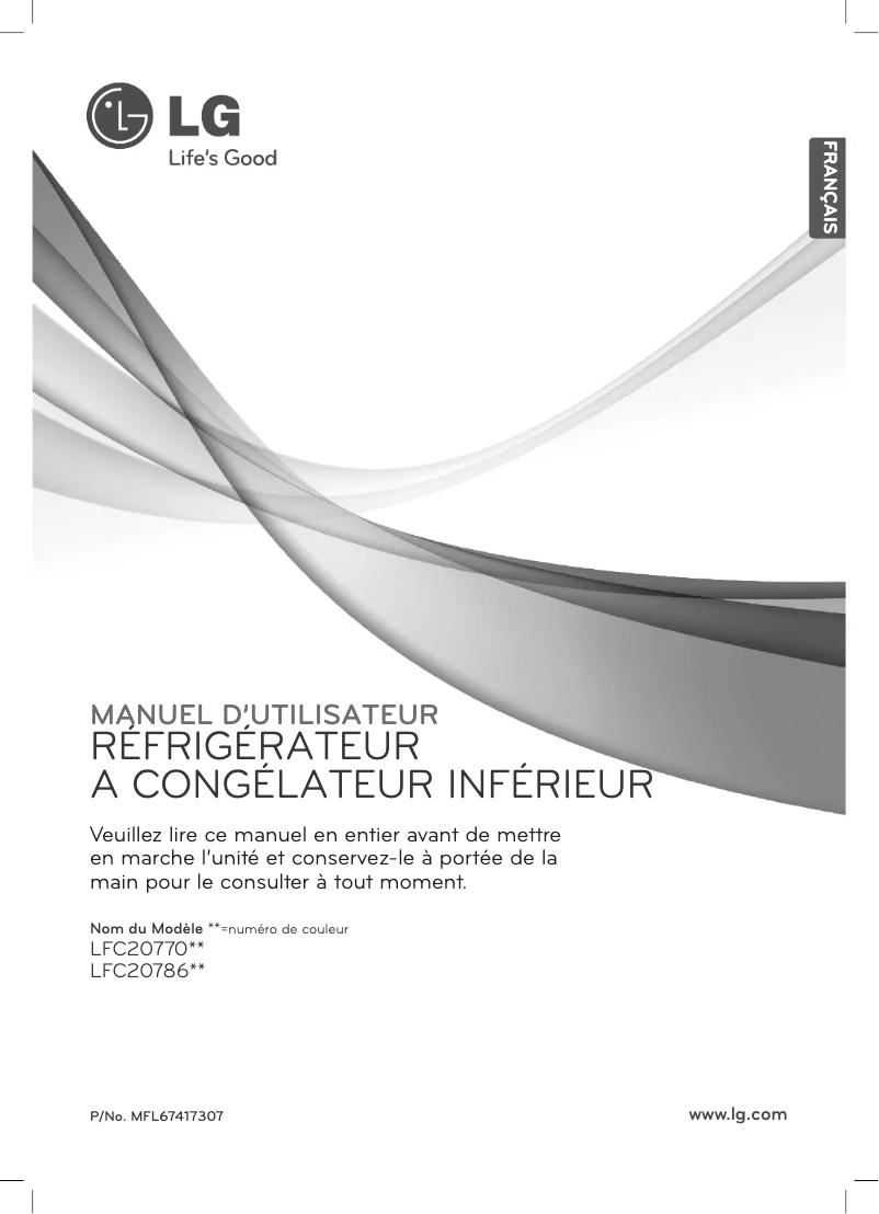 Page 1 de la notice Manuel utilisateur LG LFC20770ST