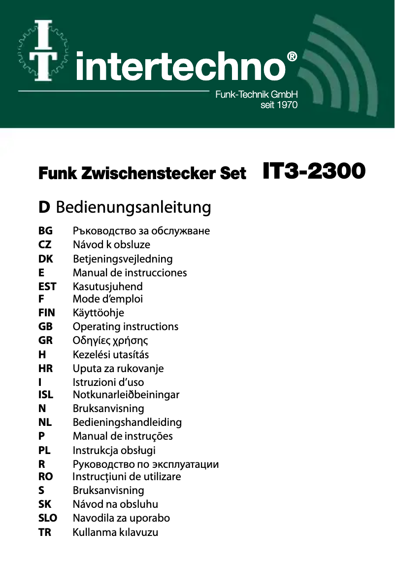 Image de la première page du manuel de l'appareil IT3-2300