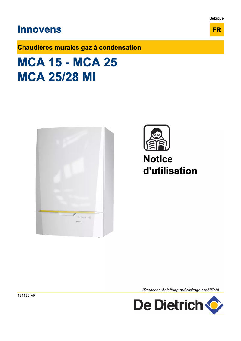 Page 1 de la notice Manuel utilisateur De Dietrich Innovens MCA 25