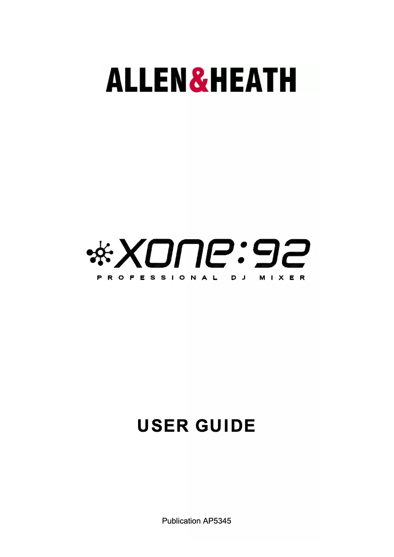 Página 1 del manual Manual de usuario Allen & Heath Xone:92