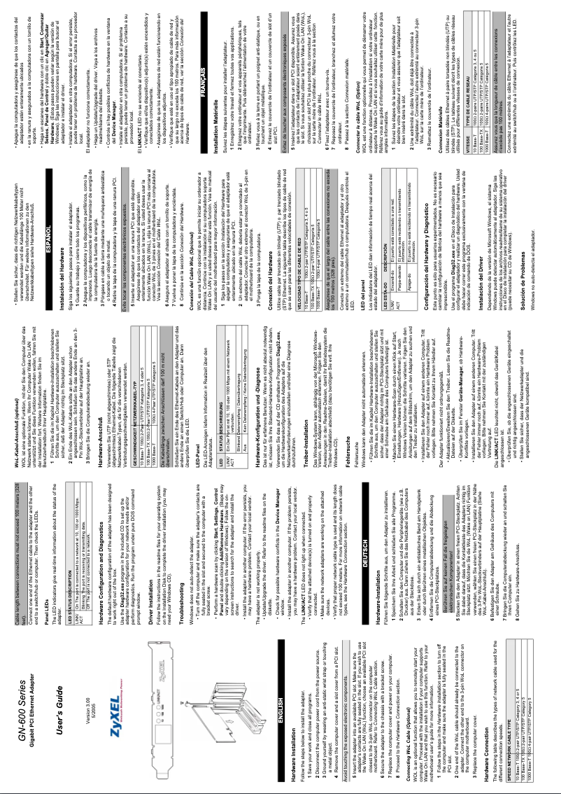 Page 1 de la notice Manuel utilisateur ZyXEL GN680T