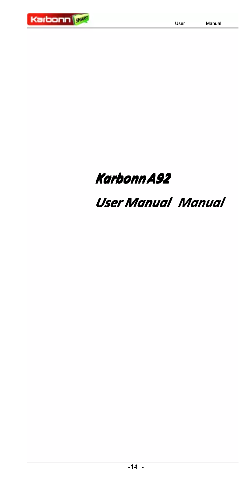 Image de la première page du manuel de l'appareil A92