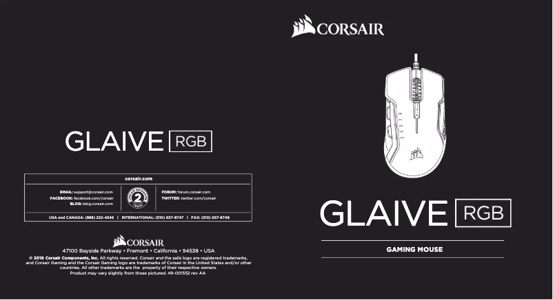 Page n°1 - Mode d'emploi Corsair Glaive RGB