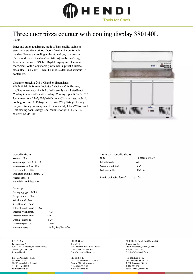 Page 1 de la notice Fiche technique Arktic 232033