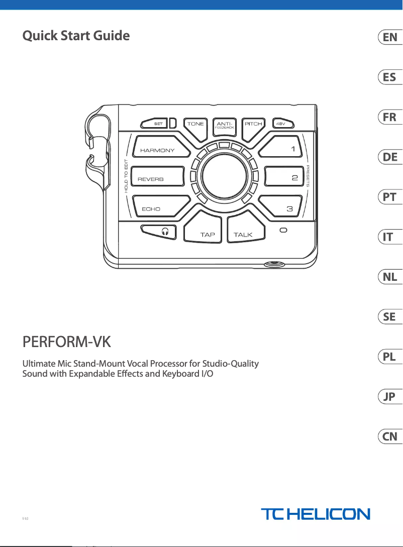 Page n°1 - Guide de démarrage rapide TC Helicon Perform-VK