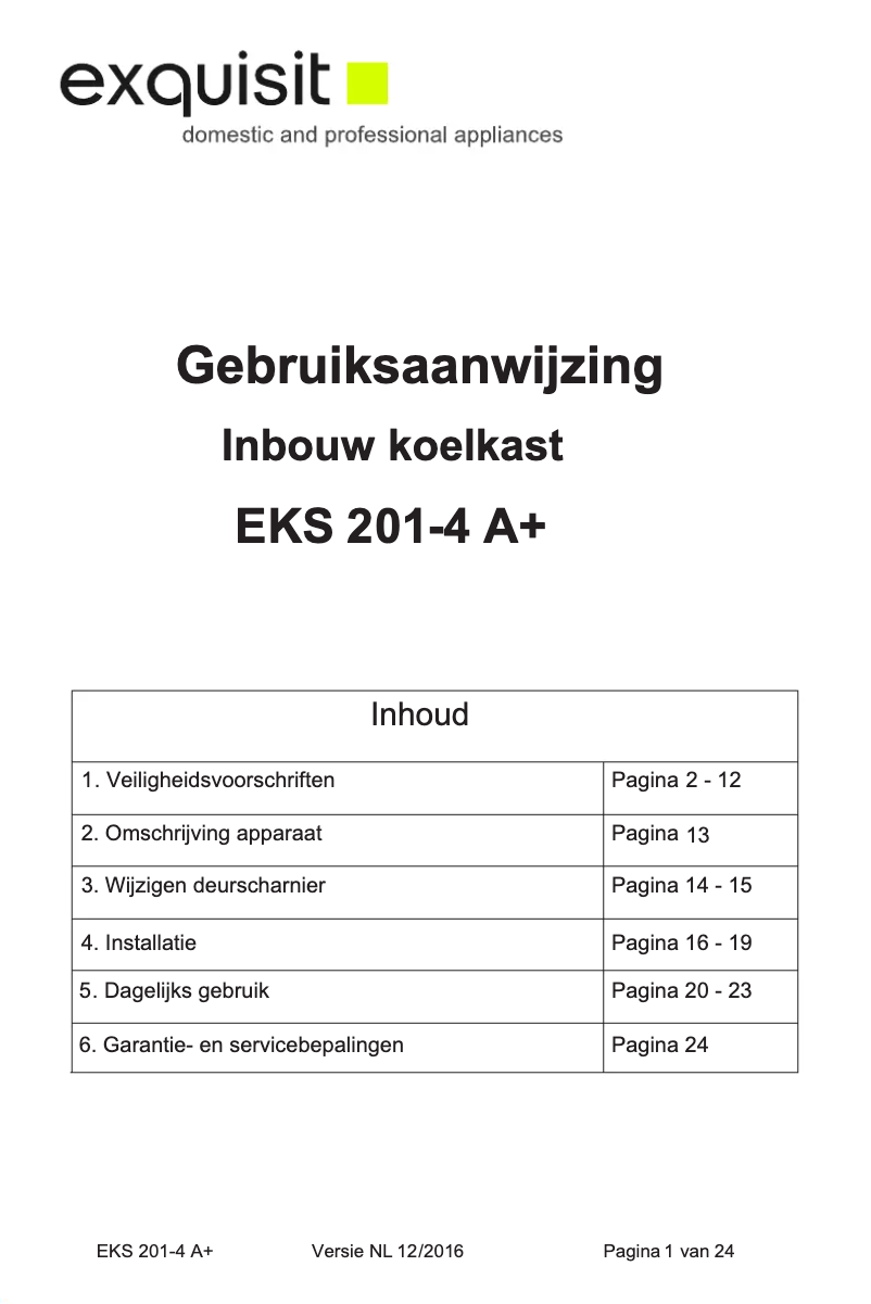 Page 1 de la notice Manuel utilisateur Exquisit EKS201-4A+